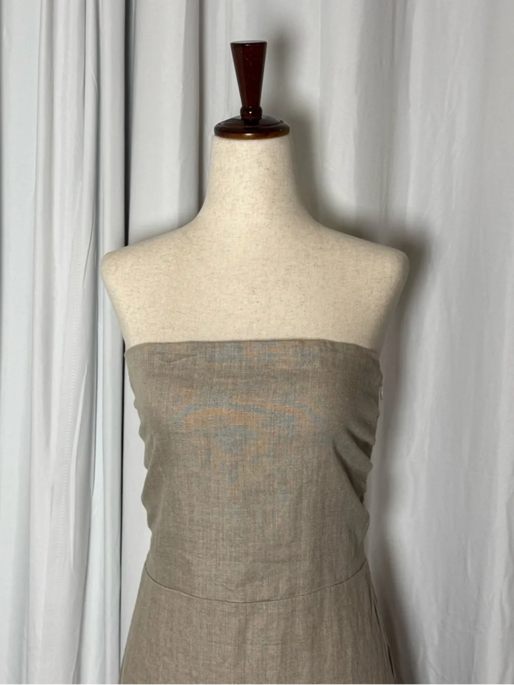 Faithfull The Brand Das Flores Linen Maxi Dress Natural Strapless NWT 10 - Picture 7 of 14